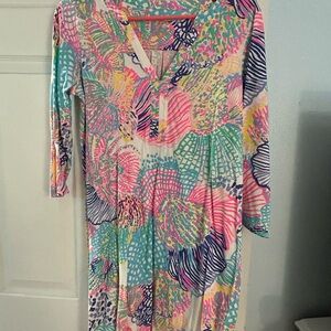 Lilly Pulitzer Pink and Blue Tropical Dress